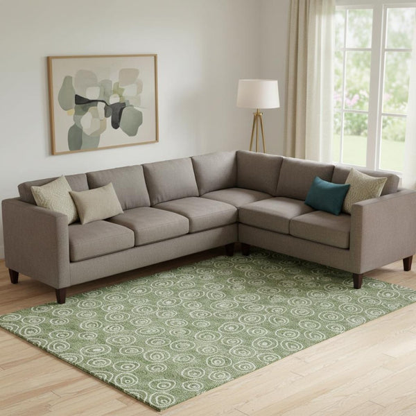HomeRoots 8' X 10' Cheerful Green and Ivory Polka Dot Washable Area Rug with UV Protection for Everyday Use 661579
