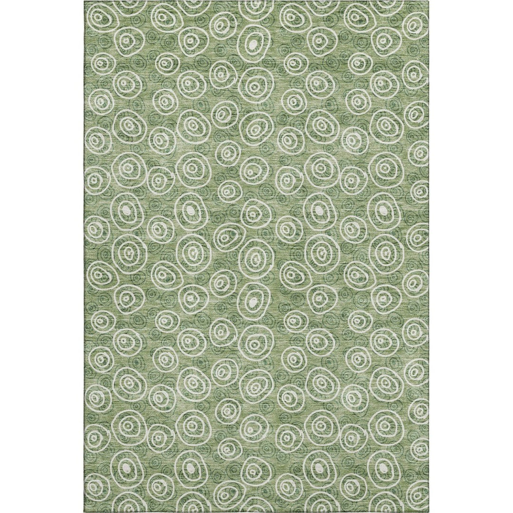 HomeRoots 8' X 10' Cheerful Green and Ivory Polka Dot Washable Area Rug with UV Protection for Everyday Use 661579