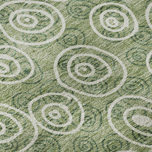HomeRoots 8' X 10' Cheerful Green and Ivory Polka Dot Washable Area Rug with UV Protection for Everyday Use 661579