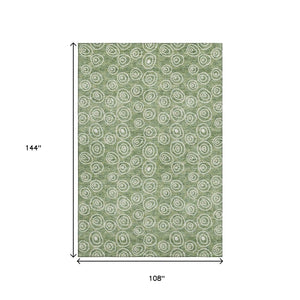 HomeRoots 9' X 12' Playful Green & Ivory Polka Dot Washable Area Rug with UV Protection for Busy Homes 661580