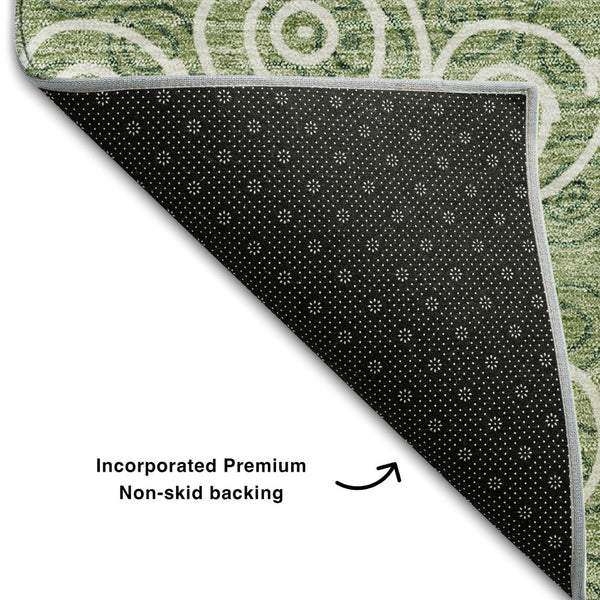 HomeRoots 9' X 12' Playful Green & Ivory Polka Dot Washable Area Rug with UV Protection for Busy Homes 661580