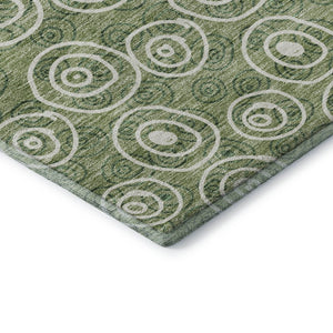 HomeRoots 9' X 12' Playful Green & Ivory Polka Dot Washable Area Rug with UV Protection for Busy Homes 661580