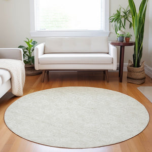 HomeRoots 8' Washable Round Rug in Ivory & Beige Polka Dots - Durable, Stain Resistant & UV Protected Design 661584