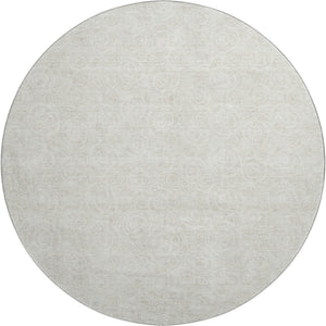HomeRoots 8' Washable Round Rug in Ivory & Beige Polka Dots - Durable, Stain Resistant & UV Protected Design 661584