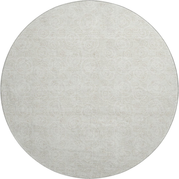 HomeRoots 8' Washable Round Rug in Ivory & Beige Polka Dots - Durable, Stain Resistant & UV Protected Design 661584