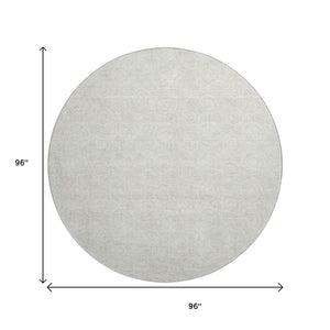 HomeRoots 8' Washable Round Rug in Ivory & Beige Polka Dots - Durable, Stain Resistant & UV Protected Design 661584