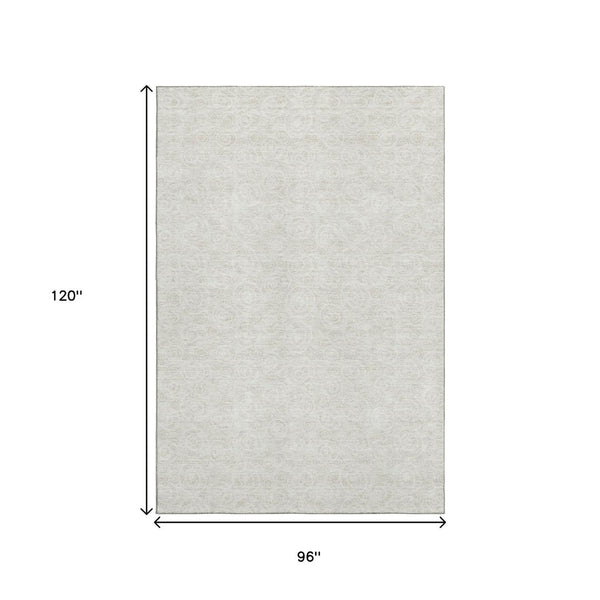 HomeRoots 8' X 10' Ivory and Beige Polka Dot Area Rug – Washable, UV Protected, Durable & Stylish for Any Room 661585