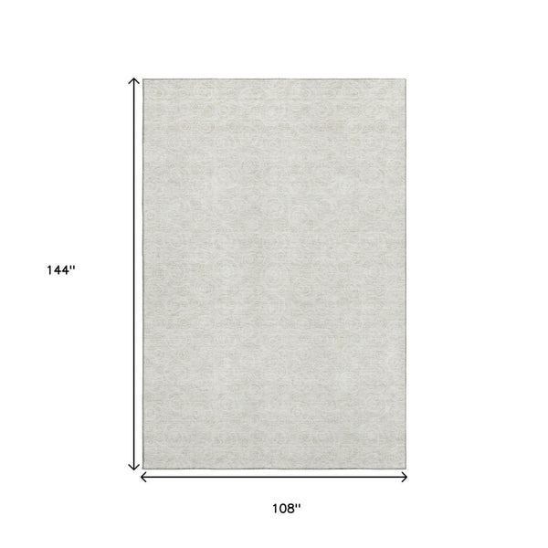 HomeRoots 9' X 12' Polka Dot Washable Area Rug - Ivory & Beige with UV Protection for Stylish, Family-Friendly Spaces 661586