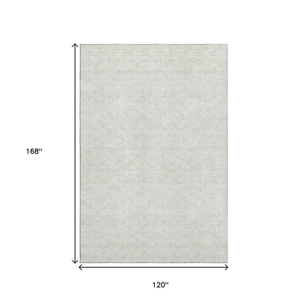 HomeRoots 10' Ivory and Beige Washable Polka Dot Area Rug – Stain-Resistant, UV Protected for Family Spaces 661587