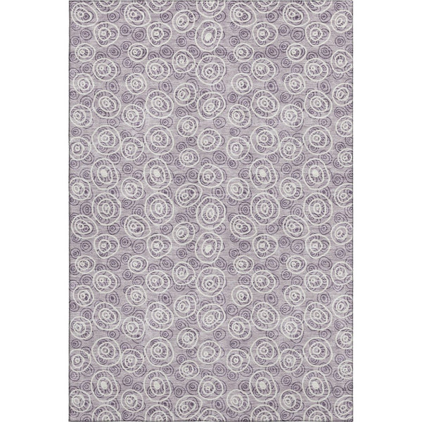 HomeRoots 5' X 8' Polka Dot Area Rug in Lavender & Ivory - Washable, UV Protected, Durable, Kid & Pet Friendly! 661589