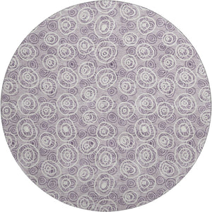 HomeRoots 8' Playful Lavender and Ivory Polka Dot Washable Round Rug with UV Protection for Busy Homes 661590