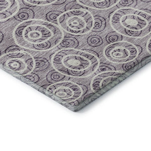 HomeRoots 8' Playful Lavender and Ivory Polka Dot Washable Round Rug with UV Protection for Busy Homes 661590