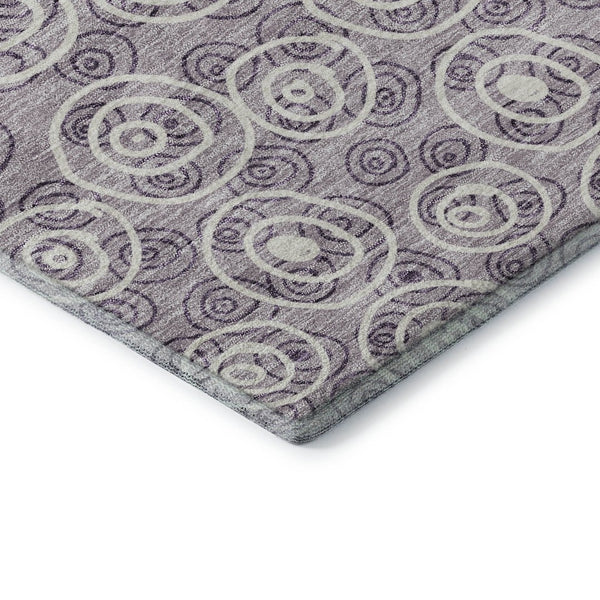 HomeRoots 8' Playful Lavender and Ivory Polka Dot Washable Round Rug with UV Protection for Busy Homes 661590