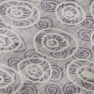 HomeRoots 8' Playful Lavender and Ivory Polka Dot Washable Round Rug with UV Protection for Busy Homes 661590
