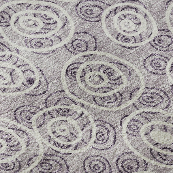 HomeRoots 8' Playful Lavender and Ivory Polka Dot Washable Round Rug with UV Protection for Busy Homes 661590