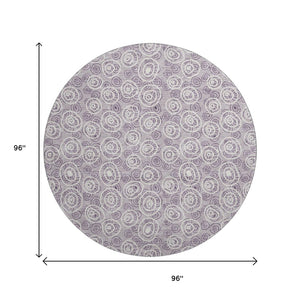 HomeRoots 8' Playful Lavender and Ivory Polka Dot Washable Round Rug with UV Protection for Busy Homes 661590