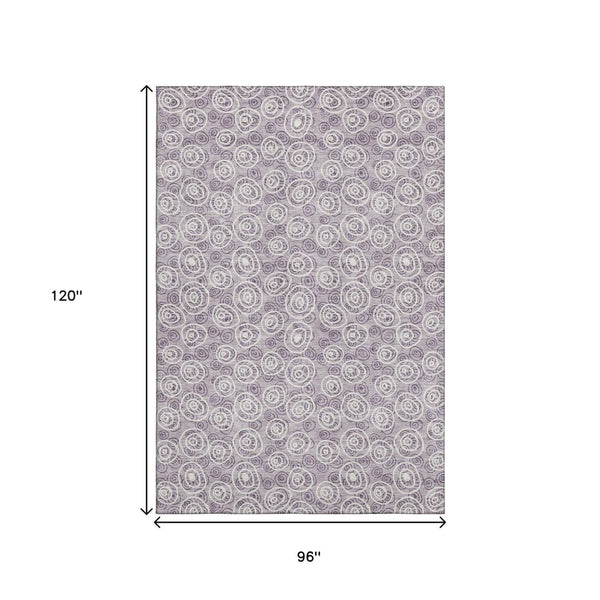 HomeRoots 8' X 10' Playful Lavender And Ivory Polka Dot Washable Area Rug With UV Protection For Homes 661591