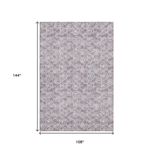HomeRoots 9' X 12' Stylish Lavender and Ivory Polka Dot Washable Area Rug with UV Protection for Homes 661592