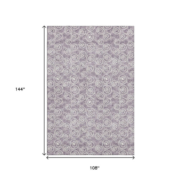 HomeRoots 9' X 12' Stylish Lavender and Ivory Polka Dot Washable Area Rug with UV Protection for Homes 661592