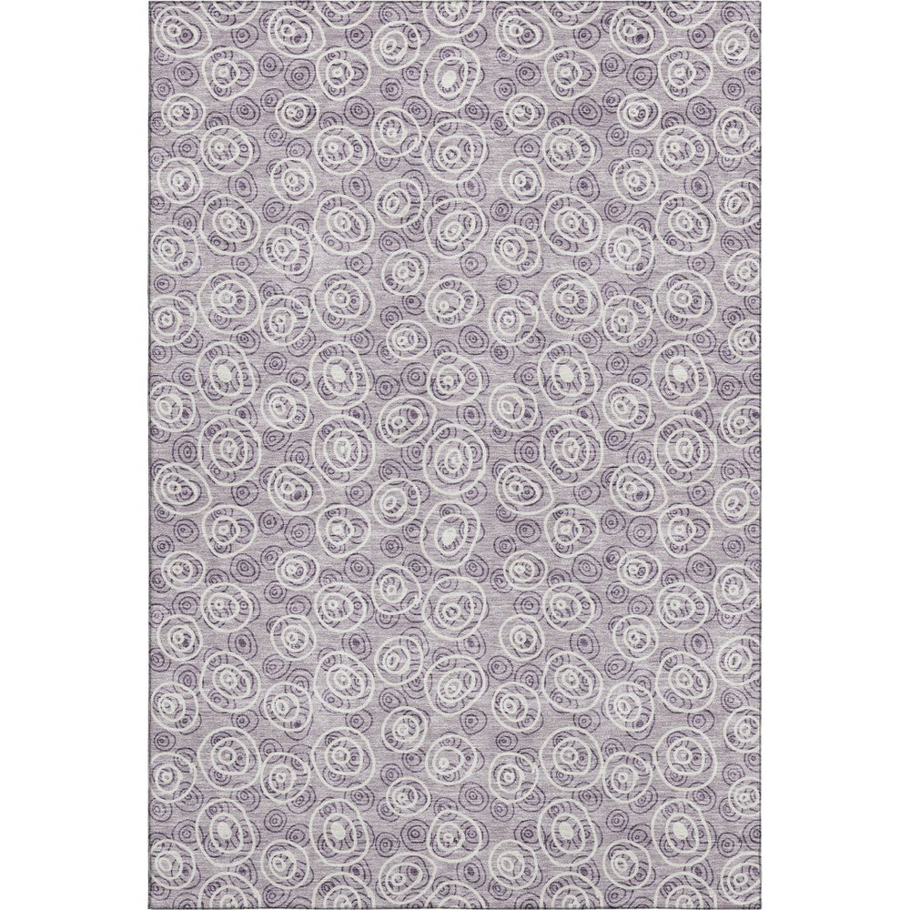 HomeRoots 9' X 12' Stylish Lavender and Ivory Polka Dot Washable Area Rug with UV Protection for Homes 661592