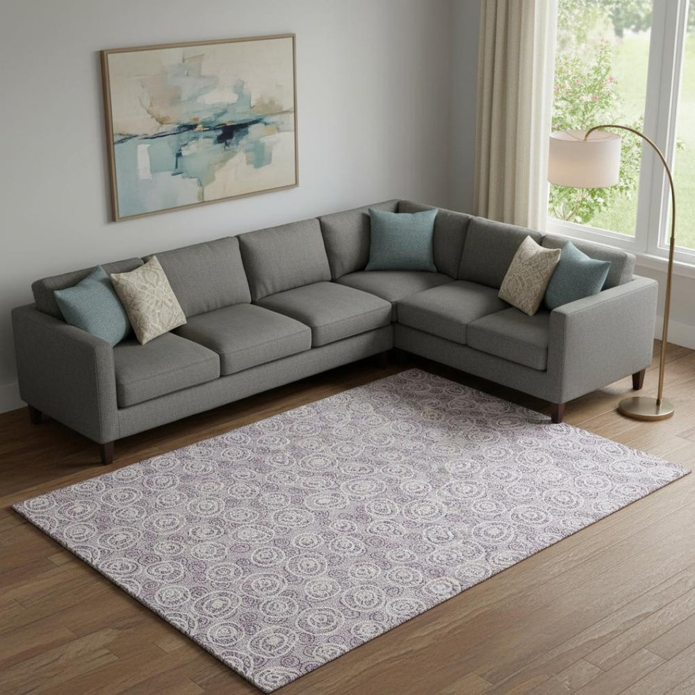 HomeRoots 10' X 14' Soft Lavender & Ivory Polka Dot Washable Area Rug with UV Protection for Busy Homes 661593