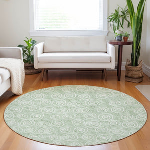 HomeRoots 8' Mint Green Polka Dot Round Rug – Washable, UV Protected & Perfect for Kids' Spaces and Pets! 661596