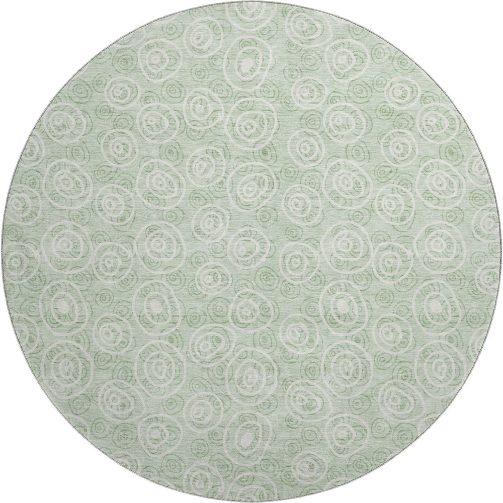 HomeRoots 8' Mint Green Polka Dot Round Rug – Washable, UV Protected & Perfect for Kids' Spaces and Pets! 661596