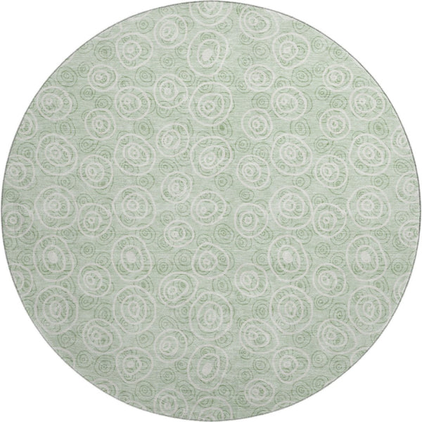 HomeRoots 8' Mint Green Polka Dot Round Rug – Washable, UV Protected & Perfect for Kids' Spaces and Pets! 661596