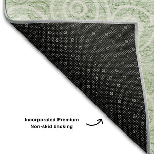 HomeRoots 8' Mint Green Polka Dot Round Rug – Washable, UV Protected & Perfect for Kids' Spaces and Pets! 661596