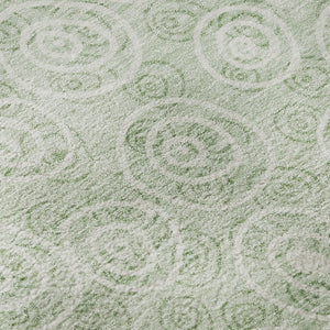 HomeRoots 8' Mint Green Polka Dot Round Rug – Washable, UV Protected & Perfect for Kids' Spaces and Pets! 661596