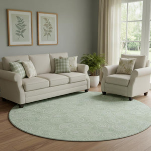 HomeRoots 8' Mint Green Polka Dot Round Rug – Washable, UV Protected & Perfect for Kids' Spaces and Pets! 661596