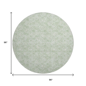 HomeRoots 8' Mint Green Polka Dot Round Rug – Washable, UV Protected & Perfect for Kids' Spaces and Pets! 661596
