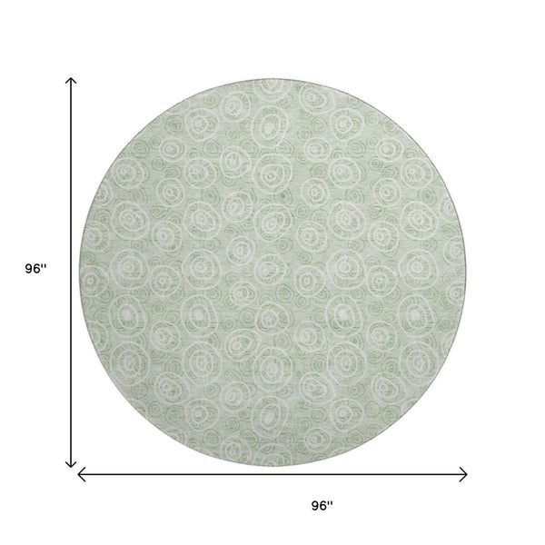 HomeRoots 8' Mint Green Polka Dot Round Rug – Washable, UV Protected & Perfect for Kids' Spaces and Pets! 661596