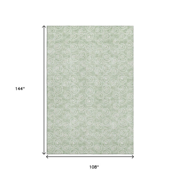 HomeRoots 9' Mint Green and Ivory Polka Dot Area Rug - Washable, UV-Protected, Perfect for High-Traffic Spaces! 661598