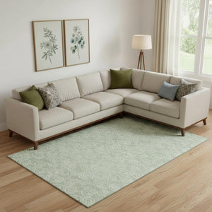 HomeRoots 9' Mint Green and Ivory Polka Dot Area Rug - Washable, UV-Protected, Perfect for High-Traffic Spaces! 661598