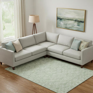 HomeRoots 10' X 14' Mint Green & Ivory Polka Dot Washable Area Rug – UV Protected, Stain-Resistant, Soft! 661599