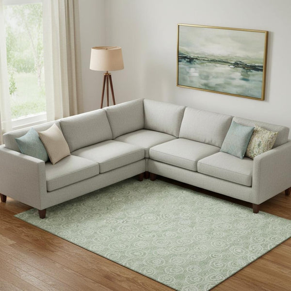 HomeRoots 10' X 14' Mint Green & Ivory Polka Dot Washable Area Rug – UV Protected, Stain-Resistant, Soft! 661599