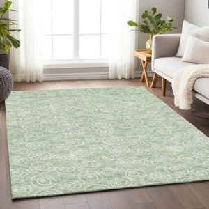 HomeRoots 10' X 14' Mint Green & Ivory Polka Dot Washable Area Rug – UV Protected, Stain-Resistant, Soft! 661599
