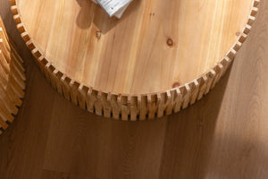 English Elm Retro Cylindrical Coffee Tables Set Of 2 - Textured Relief Design For Stylish Living Room & Office Use W757S00029-GIGA