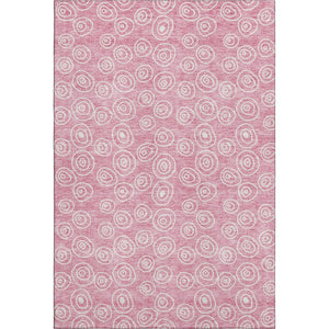 HomeRoots 5' X 8' Pink and Ivory Polka Dot Washable Area Rug - Stylish, Durable, UV Protected for Family Spaces 661601