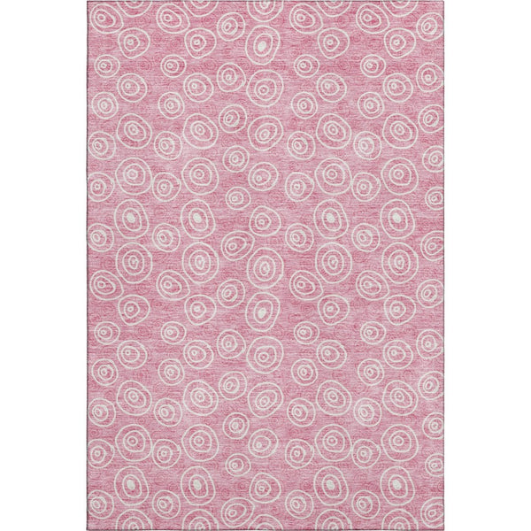 HomeRoots 8' X 10' Pink and Ivory Polka Dot Area Rug – Washable, UV Protected, Stylish, and Kid-Friendly Design 661603