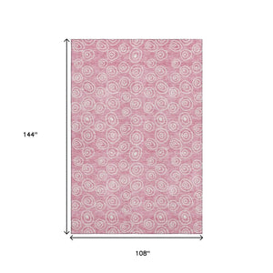 HomeRoots 9' X 12' Pink and Ivory Polka Dot Area Rug - Washable, UV Protected, Perfect for Family Spaces! 661604