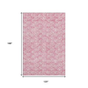HomeRoots 10' Pink and Ivory Polka Dot Washable Area Rug with UV Protection – Stylish, Durable, and Easy-Care! 661605