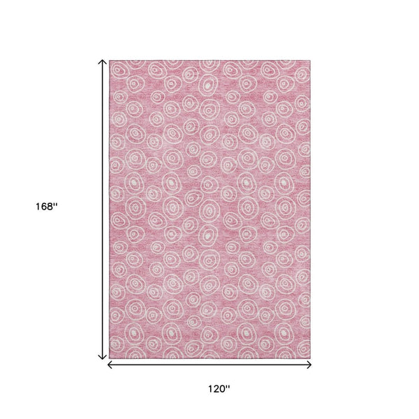 HomeRoots 10' Pink and Ivory Polka Dot Washable Area Rug with UV Protection – Stylish, Durable, and Easy-Care! 661605