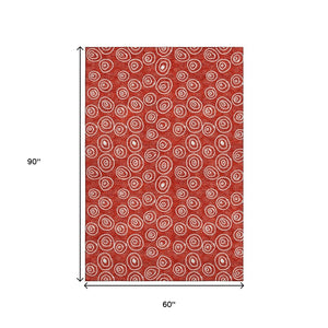 HomeRoots 5' X 8' Playful Red And Ivory Polka Dot Area Rug - Washable, Stain-Resistant, UV Protected Charm! 661607