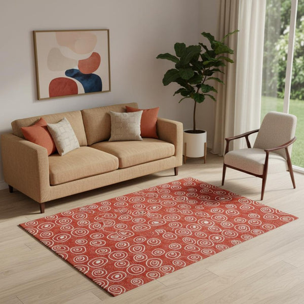 HomeRoots 5' X 8' Playful Red And Ivory Polka Dot Area Rug - Washable, Stain-Resistant, UV Protected Charm! 661607