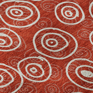 HomeRoots 8' Red and Ivory Polka Dot Washable Round Rug - Stylish, Durable, UV-Protected for Kids & Pets! 661608