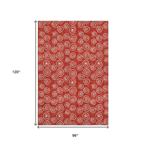 HomeRoots 8' X 10' Red And Ivory Polka Dot Washable Area Rug – Stylish, Stain-Resistant, UV Protected Comfort! 661609