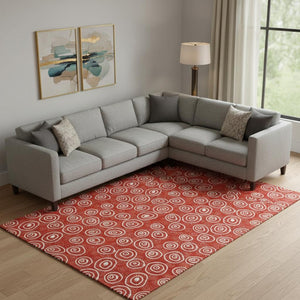 HomeRoots 8' X 10' Red And Ivory Polka Dot Washable Area Rug – Stylish, Stain-Resistant, UV Protected Comfort! 661609