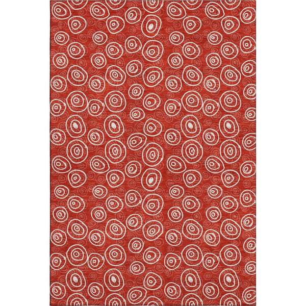 HomeRoots 8' X 10' Red And Ivory Polka Dot Washable Area Rug – Stylish, Stain-Resistant, UV Protected Comfort! 661609